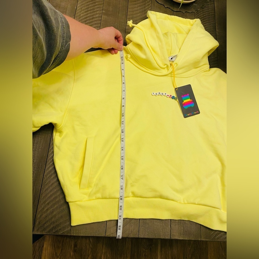 NWT Teddy Fresh neon yellow cropped hoodie - Picture 9 of 10